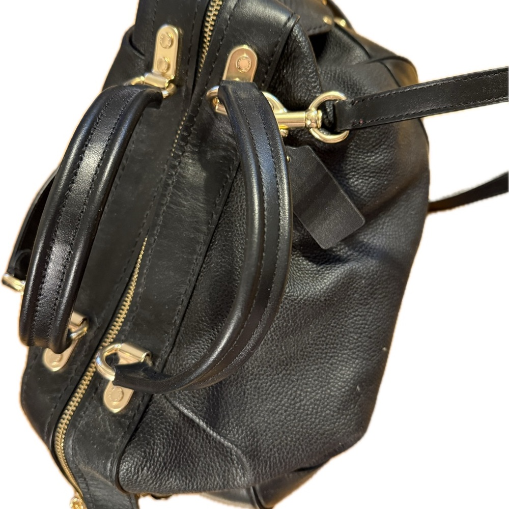 Coach Black and Gold Crossbody Bag with Leather Finish
